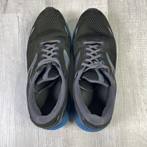 Brooks Ghost 15 Mens Size 9.5 Black Gray Blue Athletic Running Shoes Sneakers A