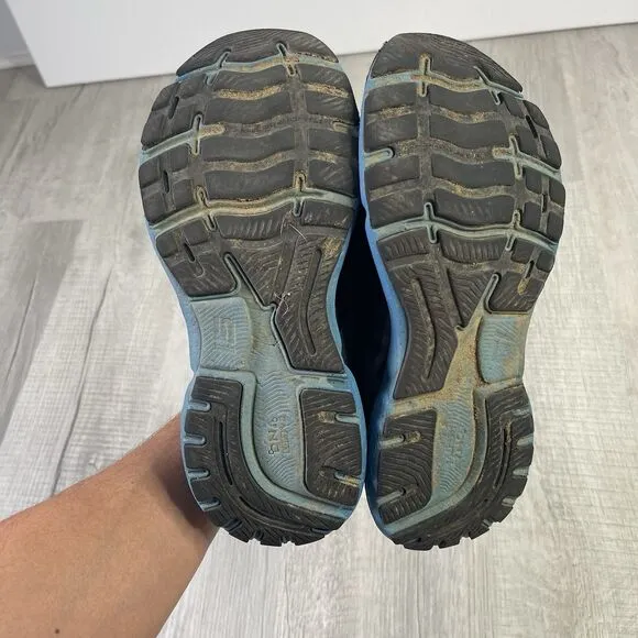 Brooks Ghost 15 Mens Size 9.5 Black Gray Blue Athletic Running Shoes Sneakers A