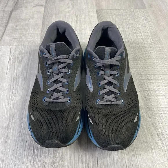 Brooks Ghost 15 Mens Size 9.5 Black Gray Blue Athletic Running Shoes Sneakers A