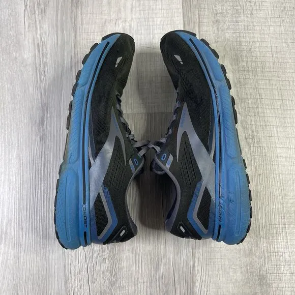 Brooks Ghost 15 Mens Size 9.5 Black Gray Blue Athletic Running Shoes Sneakers A