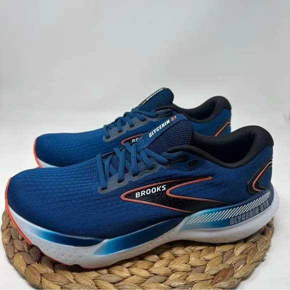 BROOKS Glycerin GTS 21 Running Shoes Blue Opal Black Nasturtium Size 11 Men's