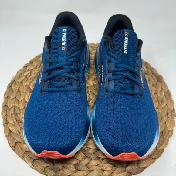 BROOKS Glycerin GTS 21 Running Shoes Blue Opal Black Nasturtium Size 11 Men's