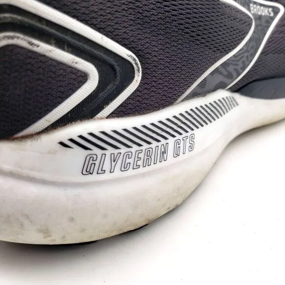 BROOKS Glycerin GTS 21 Running Shoes Men's Size 14 Black White Sneakers