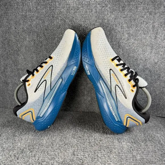 Brooks Glycerin GTS 21 Shoes Mens 10 White Blue Running Athletic Sneakers