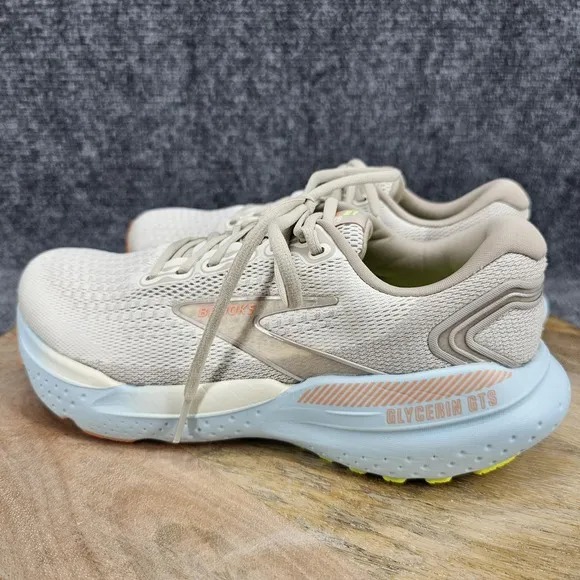 Brooks Glycerin GTS 21 Womens Size 9 Beige Athletic Running Shoes 1204091B195