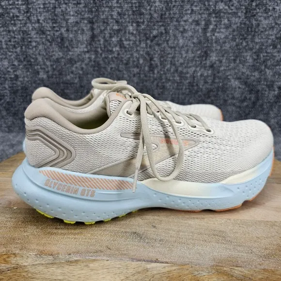Brooks Glycerin GTS 21 Womens Size 9 Beige Athletic Running Shoes 1204091B195