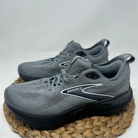 BROOKS Glycerin GTS 22 Running Shoes Primer Grey Ebony Black Size 9.5 Men's