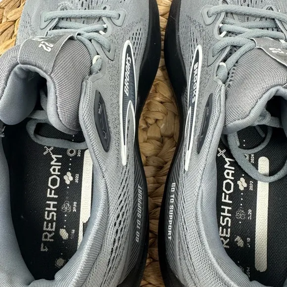 BROOKS Glycerin GTS 22 Running Shoes Primer Grey Ebony Black Size 9.5 Men's