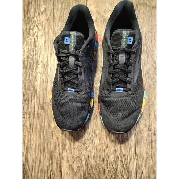 BROOKS Launch 8 Run Victory Black Red Blue Yellow Running Shoes Men's US Size 10