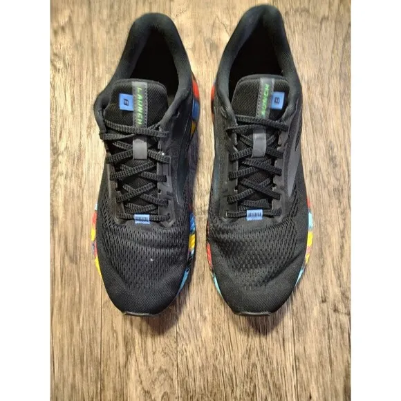 BROOKS Launch 8 Run Victory Black Red Blue Yellow Running Shoes Men's US Size 10