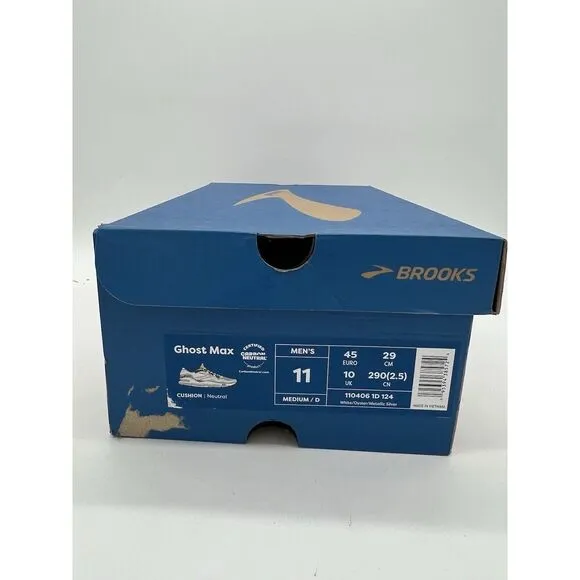 Brooks Men's Ghost MAX Running Shoes White Oyster New In Box Size 11 *Read*