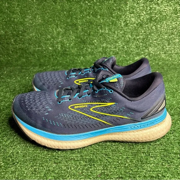Brooks Shoes Mens 9 Glycerin 19 Running Sneakers Blue Athletic Low 1103561D443