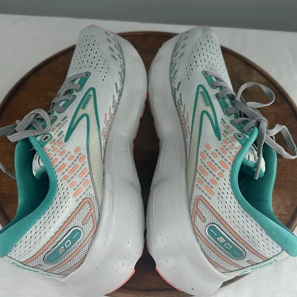 Brooks Shoes Wm 10.5 B Glycerin 20 Gray Green Orange Running Sneakers