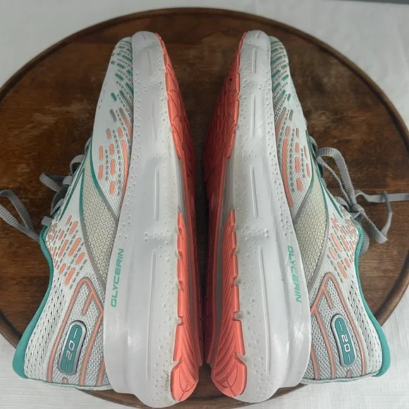 Brooks Shoes Wm 10.5 B Glycerin 20 Gray Green Orange Running Sneakers