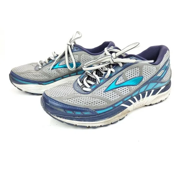 Brooks Womens Dyad 8 Gray Blue Running Shoes Lace Up Size 7