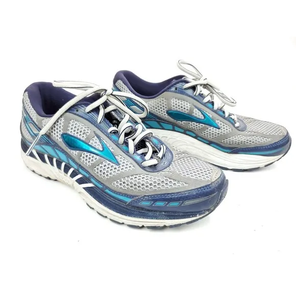 Brooks Womens Dyad 8 Gray Blue Running Shoes Lace Up Size 7