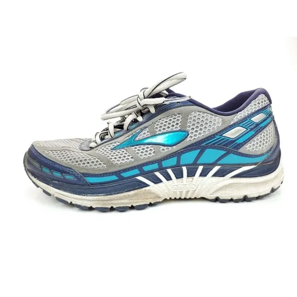 Brooks Womens Dyad 8 Gray Blue Running Shoes Lace Up Size 7