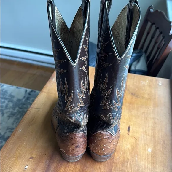 Brown Leather Ostrich skin  Cowboy Boots.  Genuine Ostrich.