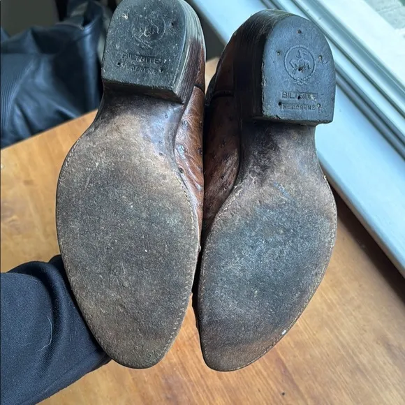 Brown Leather Ostrich skin  Cowboy Boots.  Genuine Ostrich.