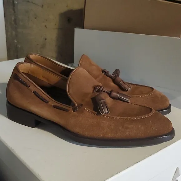 Brown Suede Tassel Loafers