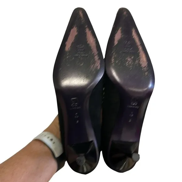 Bruno Magli black suede,pointed toe heels EUC 7.5