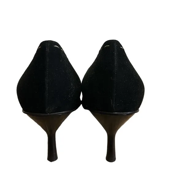Bruno Magli black suede,pointed toe heels EUC 7.5