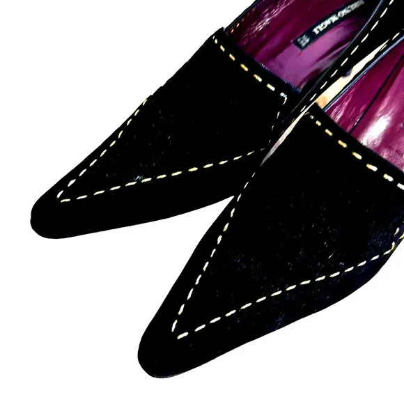Bruno Magli black suede,pointed toe heels EUC 7.5