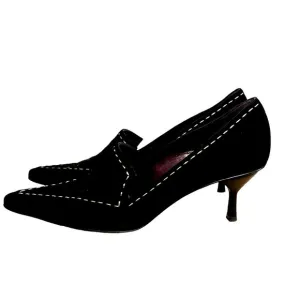 Bruno Magli black suede,pointed toe heels EUC 7.5
