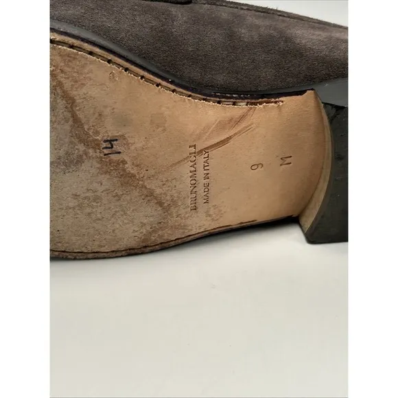 Bruno Magli Suede Silver Bit Loafers Shoes Men's Size 9 Made In Italy Brown