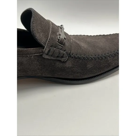 Bruno Magli Suede Silver Bit Loafers Shoes Men's Size 9 Made In Italy Brown