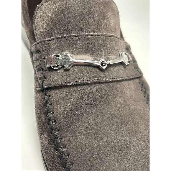 Bruno Magli Suede Silver Bit Loafers Shoes Men's Size 9 Made In Italy Brown