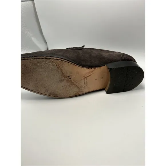 Bruno Magli Suede Silver Bit Loafers Shoes Men's Size 9 Made In Italy Brown