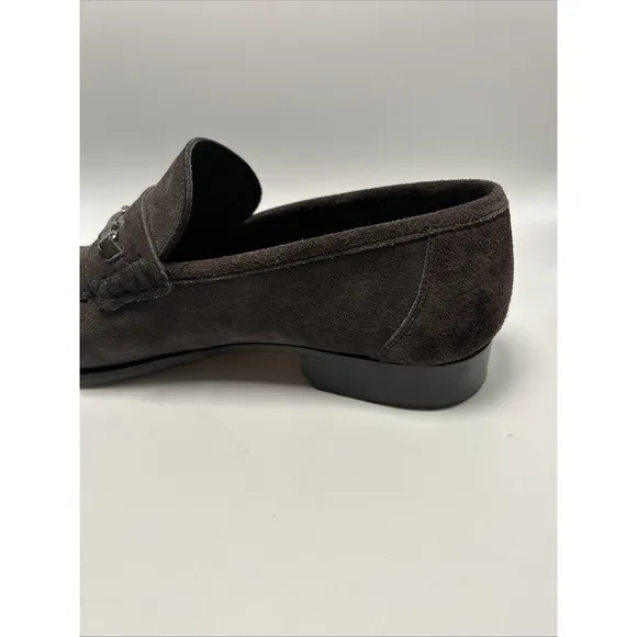 Bruno Magli Suede Silver Bit Loafers Shoes Men's Size 9 Made In Italy Brown
