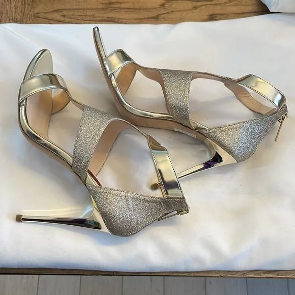 BRUNO RICCI GOLD SPARKLY SANDALS.  NEW.  REGULAR PRICE $385