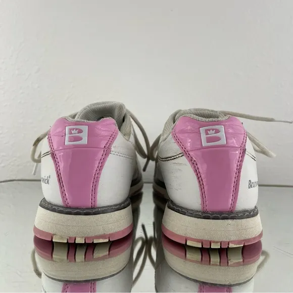 BRUNSWICK Y2K White Bubblegum Pink Quilted Lace Up Casual Bowler Oxford Sneakers