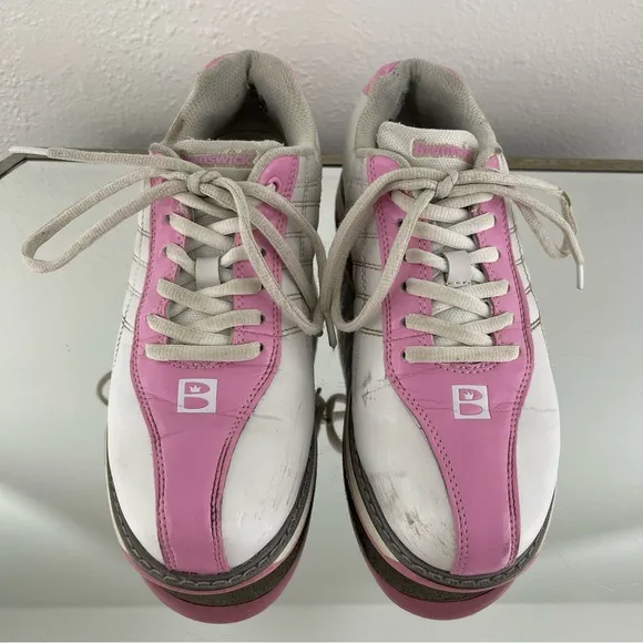 BRUNSWICK Y2K White Bubblegum Pink Quilted Lace Up Casual Bowler Oxford Sneakers
