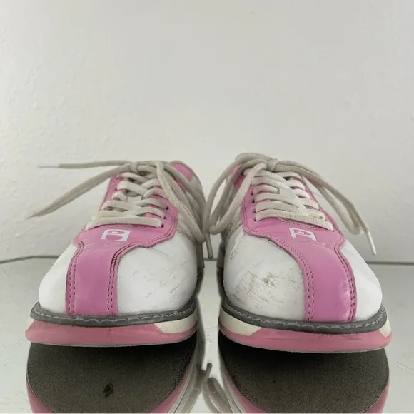 BRUNSWICK Y2K White Bubblegum Pink Quilted Lace Up Casual Bowler Oxford Sneakers