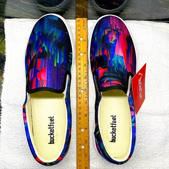 Bucketfeet Artisan Sneakers Slip On Watercolor Print New