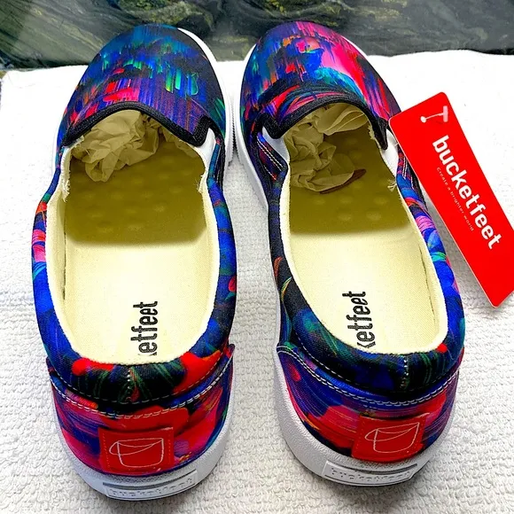 Bucketfeet Artisan Sneakers Slip On Watercolor Print New