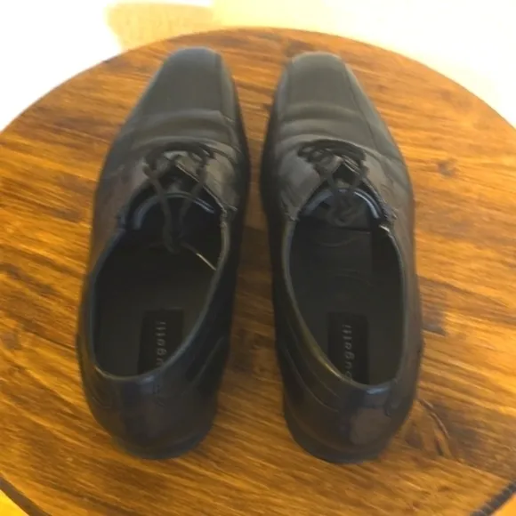 Bugatti 1802 Mens Black Premium leather Dress shoes MINT! 44 Sz.11
