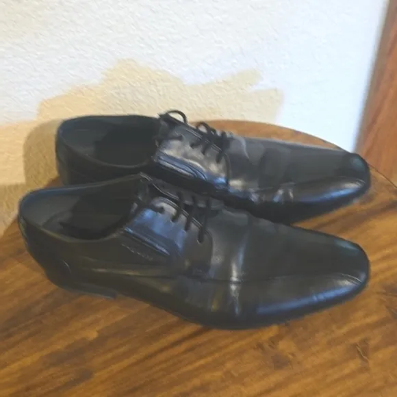 Bugatti 1802 Mens Black Premium leather Dress shoes MINT! 44 Sz.11