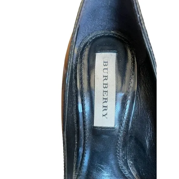 Burberry Black Patent Peep Toe Heels Size 35.5