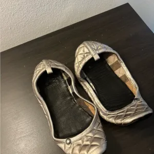 Burberry Silver Quilted Flats