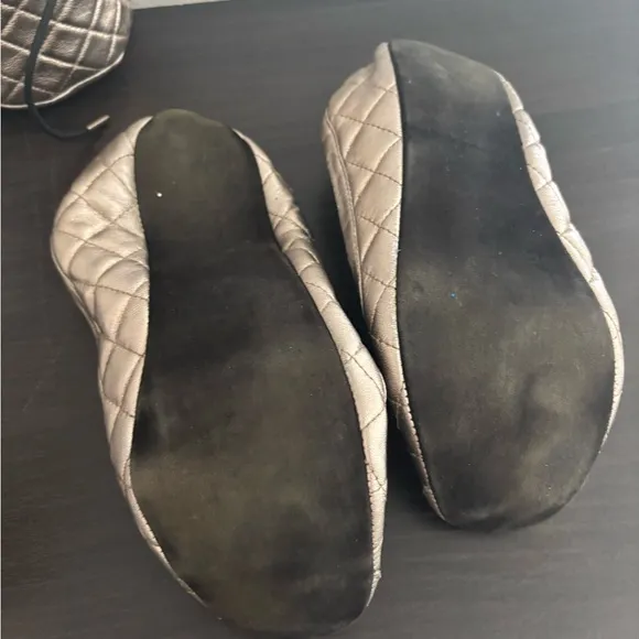 Burberry Silver Quilted Flats
