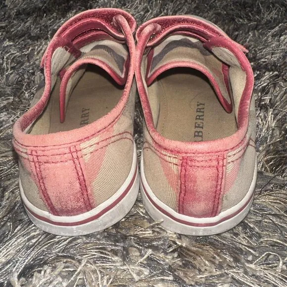 Burberry Youth Red Plaid Sneakers Size US 10 EU 31