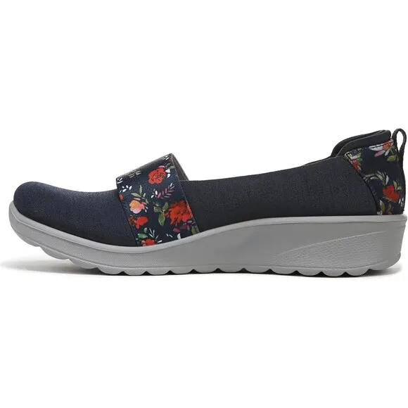 BZees Women's Gracie Slip-On Loafer, Navy Floral, 8.5 Wide