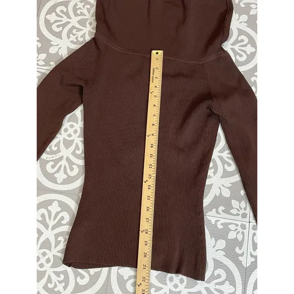 Cache Cardigan Sweater Women's M Brown Knit Beaded Off Shoulder Y2k Vintage