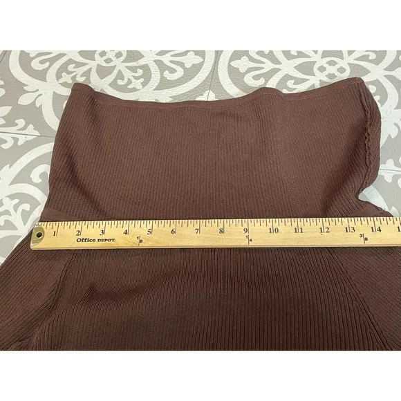 Cache Cardigan Sweater Women's M Brown Knit Beaded Off Shoulder Y2k Vintage
