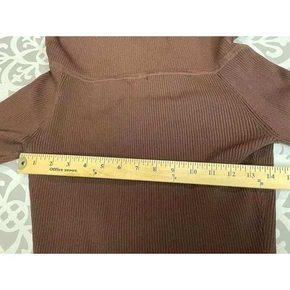 Cache Cardigan Sweater Women's M Brown Knit Beaded Off Shoulder Y2k Vintage