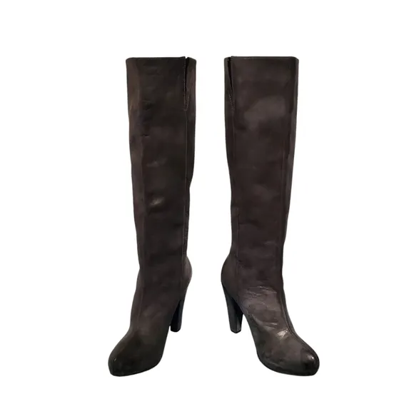 Calvin Klein Gray Leather Knee-High Riding Boots Women's Size 7M